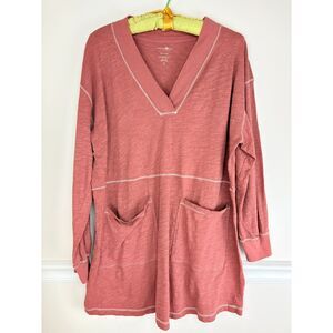 Natural Life V-Neck Long Sleeve Dress Tunic Top Coverup Sienna SM